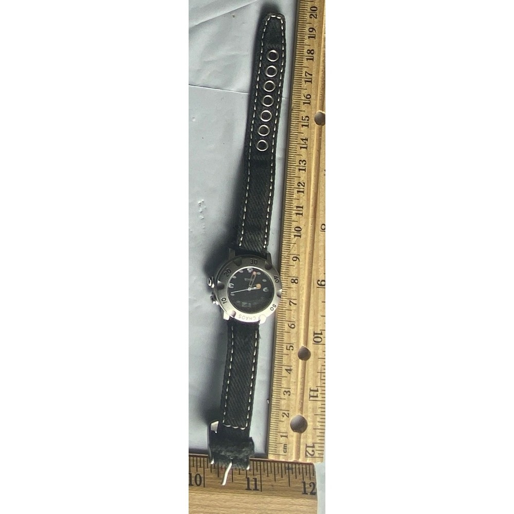 Mens‎ Analog Quartz Watch Black Band Silver Tone Case Water Resistant